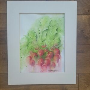 Original Watercolor Painting of Radishes Titled 'Garden Treasures'. 11" x 15"